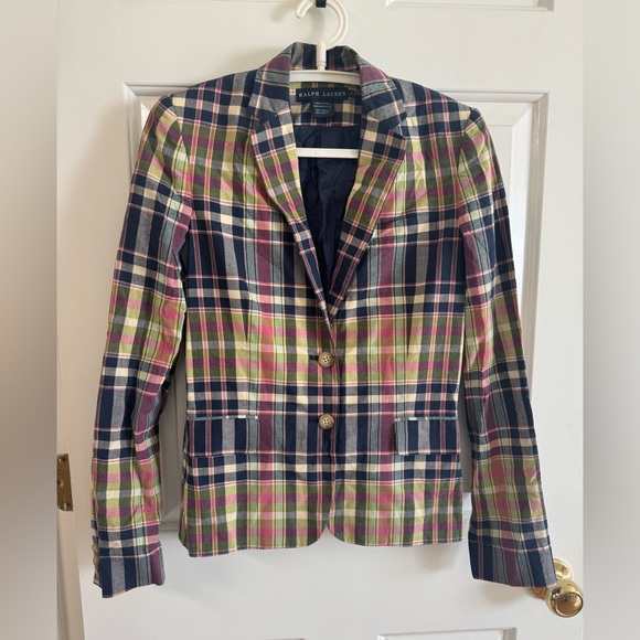 Ralph Lauren Jackets & Blazers - Ralph Lauren Plaid Blazer in Navy, Pink & Green